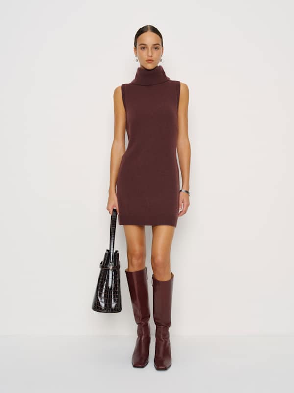 Holland Cashmere Turtleneck Sweater Dress - Quinoa
